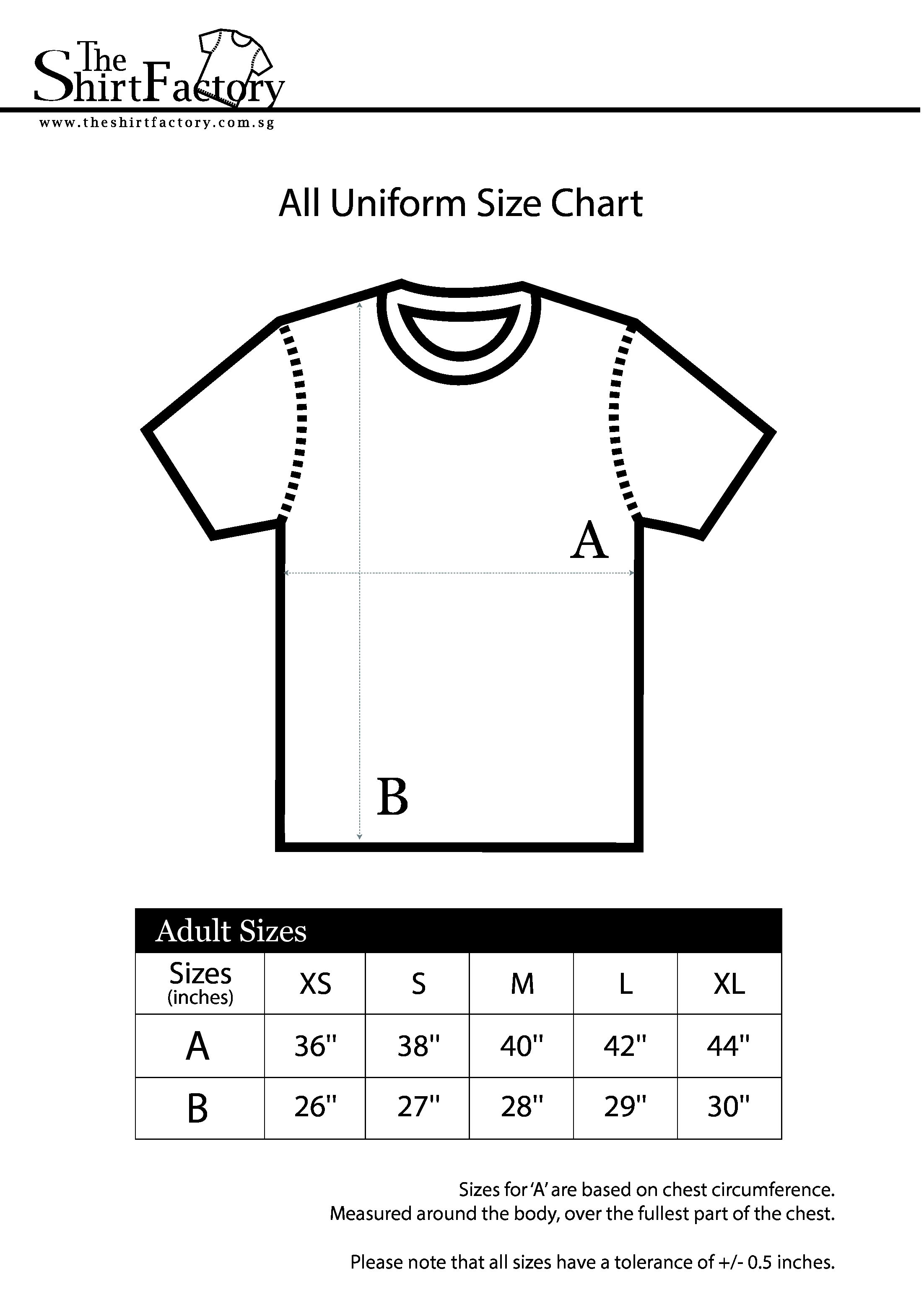 Casual Shirt Size Chart